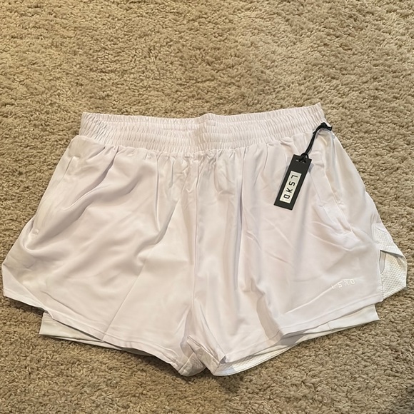 LSKD Challenger Run Short - White Athletic Shorts with Elastic Waistband - Picture 1 of 7